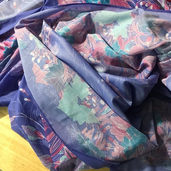 Vintage Mavinette Dress Women's Small/Medium Purple Pink Blue Floral Pattern 3/4 - Picture 16 of 16